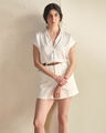 Camisa Blanca Satinada,BLANCO